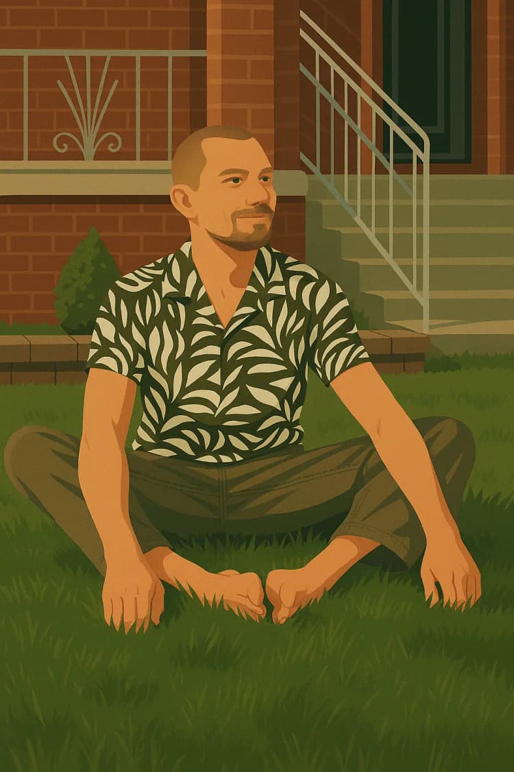 Green & Bright Solutions (Green and Bright Solutions) owner sitting on the grass